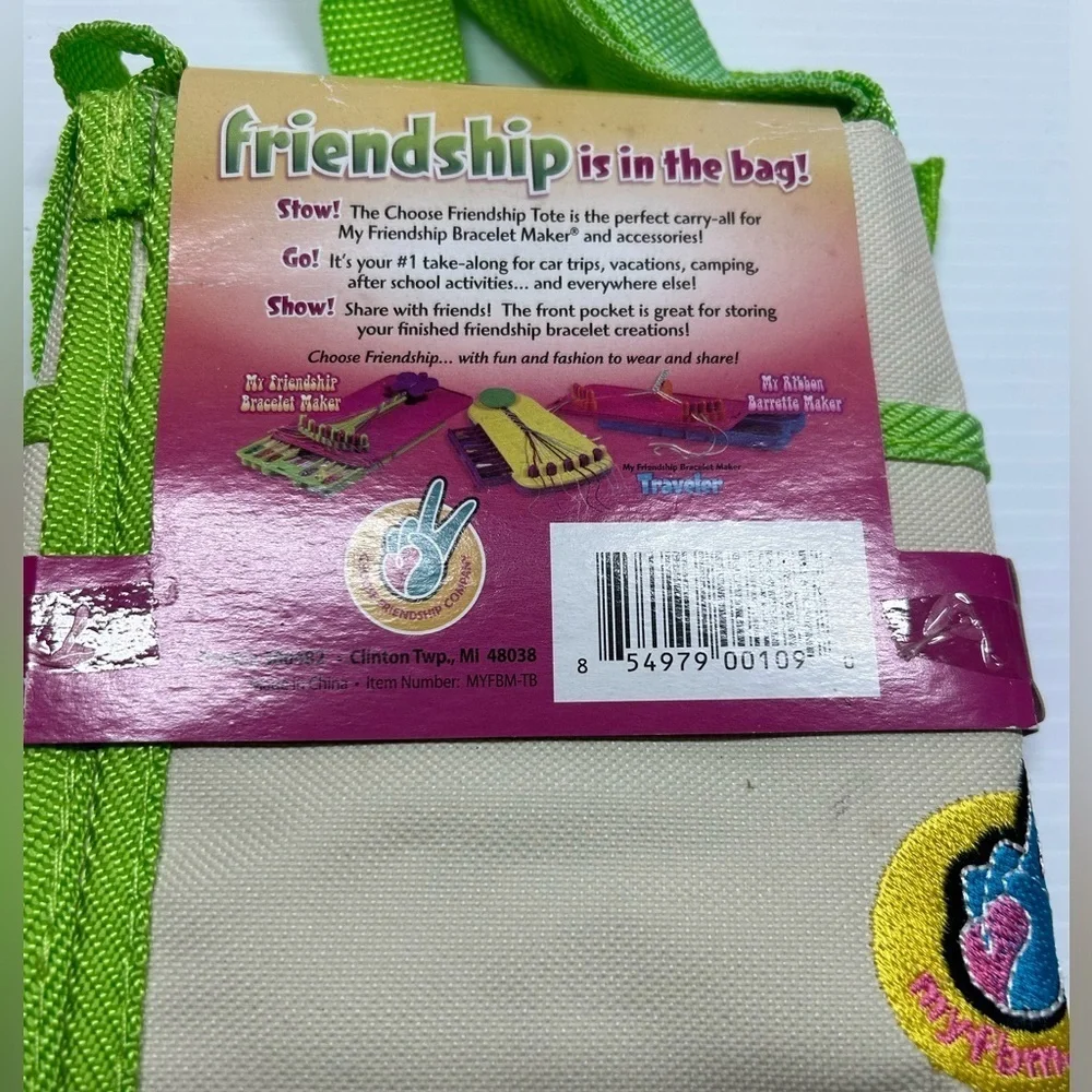 My Friendship Bracelet Maker Tote Bag Choose Friendship Retro‎ Colors New